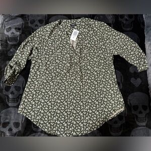 Torrid Olive Floral Blouse